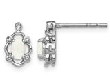 1/6 Carat (ctw) Lab Created Opal Stud Earrings in Sterling Silver